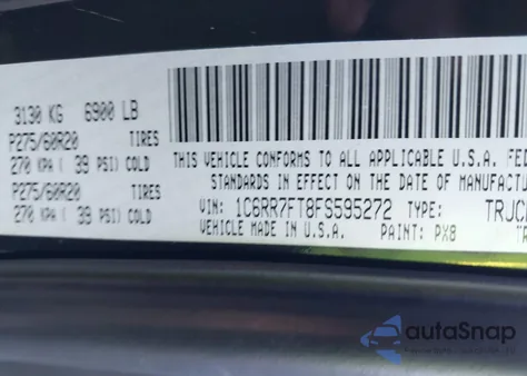 2015 Ram 1500 Express z USA, uszkodzony, nr VIN 1C6RR7FT8FS595272
